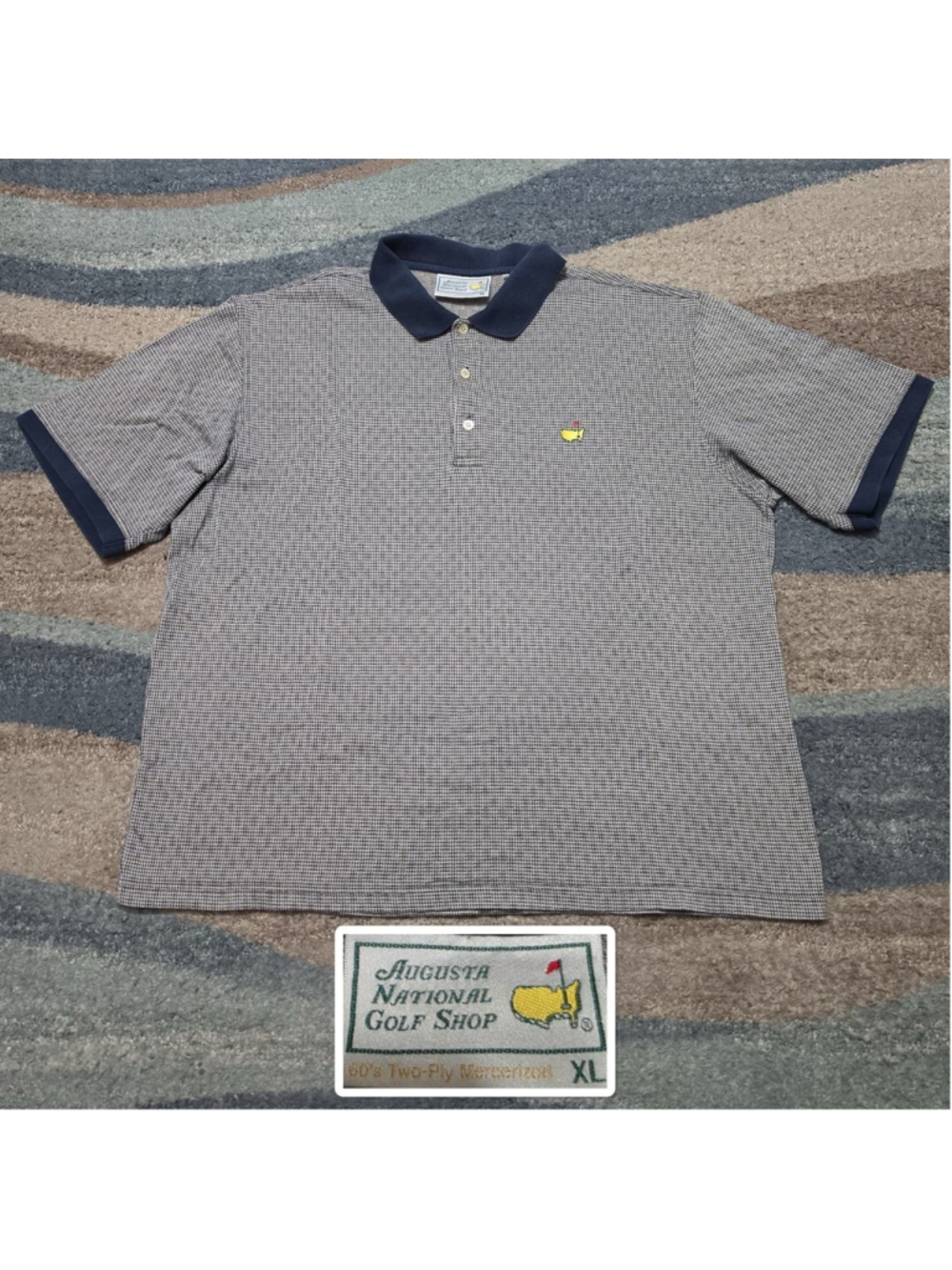 Augusta National Golf Shop Polo Shirt Mens XL Houndstooth Masters Logo